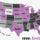 Illustration for article titled Map: Six Decades of the Most Popular Names for Girls, State-by-State